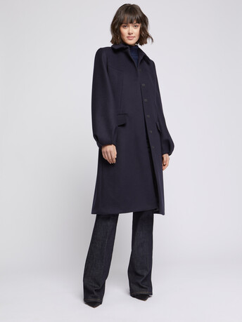 Long wool and cashmere coat - Navy blue