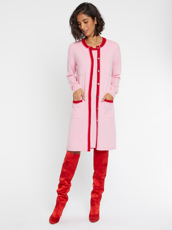 Long wool and cashmere cardigan - Candy pink/ hibiscus