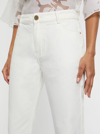 Pantalon regular en coton - Blanc casse