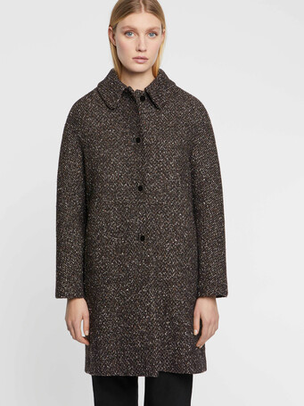 Straight mottled-wool coat - Bark