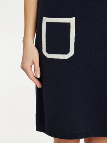 Robe en laine et cachemire - Marine / blanc casse