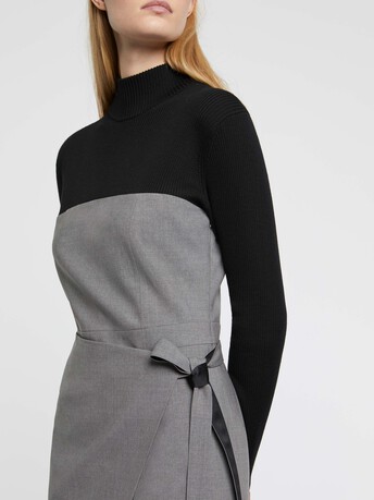 Wool wrap dress - Gris/noir