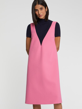 Robe courte trapèze en trompe l'œil - Bubble gum/marine
