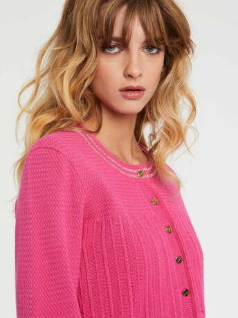 KNITTED CARDIGAN - Rose shocking