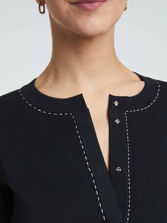 Cardigan en viscose milano - Noir / blanc casse