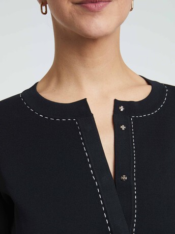 KNITTED CARDIGAN - Noir / blanc casse