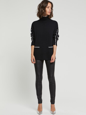 Pull en laine et cachemire - Noir / blanc casse