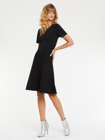 WOVEN DRESS - Noir / blanc casse