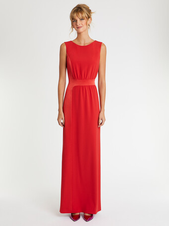 Robe longue de cérémonie en crêpe de satin - Hibiscus