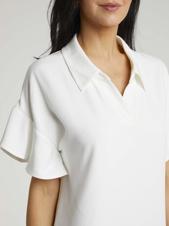 Robe courte en crêpe envers satin - Blanc casse
