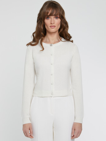 Gilet court en cachemire - Blanc casse