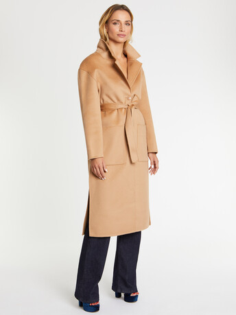 Manteau long en laine et cachemire - Camel