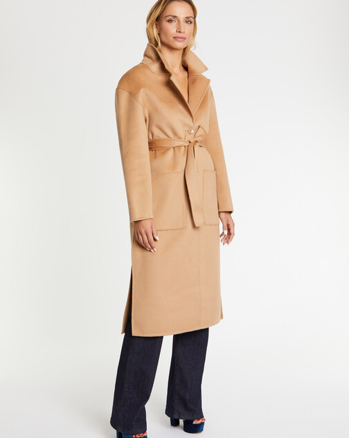 Manteau long en laine et cachemire