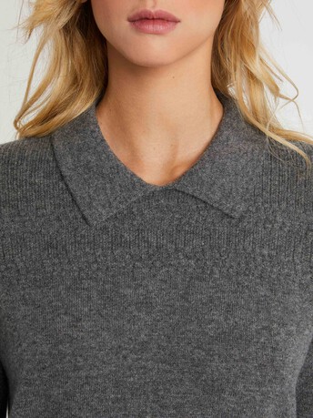 Pull polo en cachemire - Gris