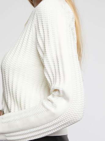 Cardigan en soie à points fantaisie - Blanc casse