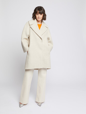 Manteau mi-long en drap de laine - Praline