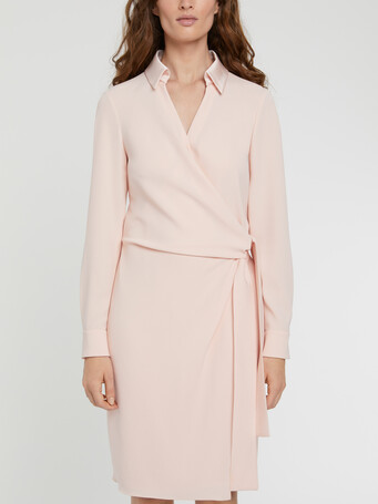 Robe portefeuille en crêpe envers satin - Poudre