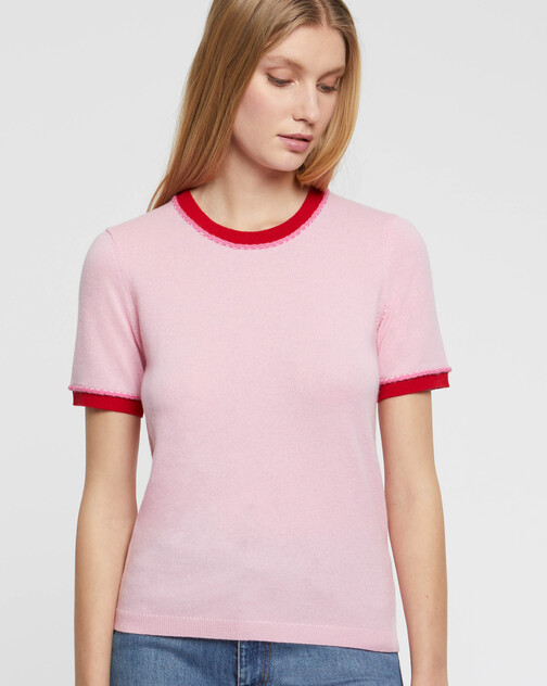 Wool and cashmere short-sleeve sweater