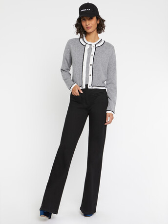 Wool and cashmere cardigan - Gris / blanc casse