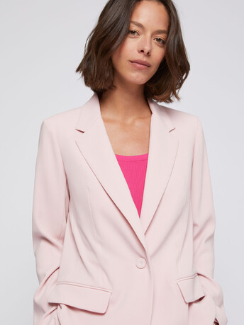 Veste de tailleur en crêpe envers satin - Poudre