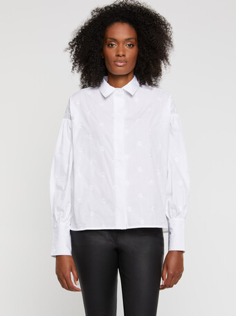 Chemise brodée en popeline de coton - Blanc
