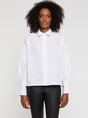 Embroidered cotton-poplin shirt - White