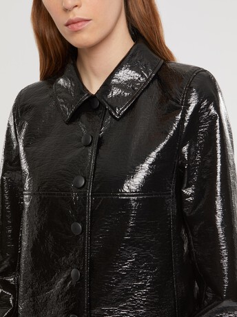 Manteau court en vinyle craquelé - Noir