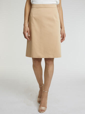 Jupe courte en satin de coton stretch - Nougat