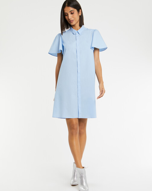 Robe courte en popeline de coton stretch