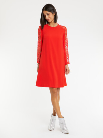 Robe en crêpe envers satin - Sanguine