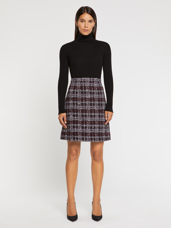 Pull côtelé à col roulé en laine mérinos - Noir