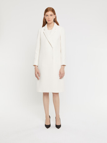 Manteau long en tweed - Blanc casse