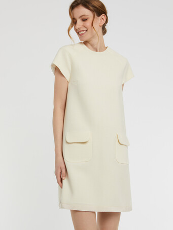 Short A-line wool dress - Off white