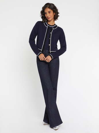 Cardigan en laine et cachemire - Marine / noir