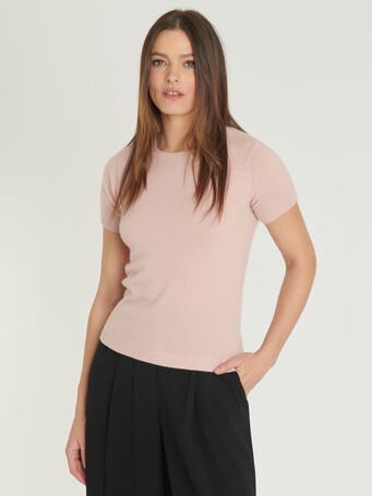 Pull manches courtes en cachemire - Poudre