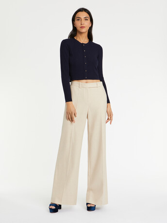 Cardigan en laine en maille côtelée - Marine