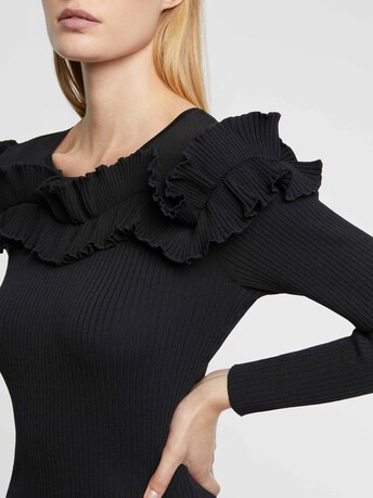 Fitted ruffled dress - Noir