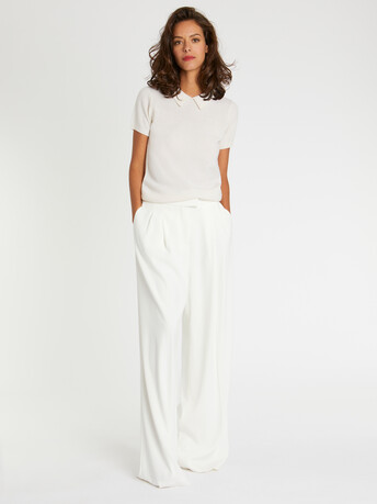 Cashmere short-sleeve polo sweater - Off white