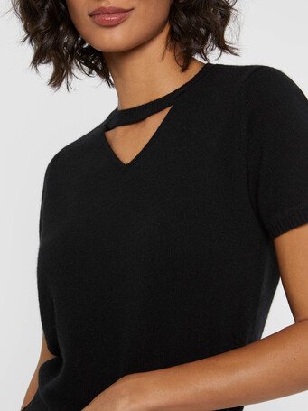 Cashmere short-sleeve sweater - Noir