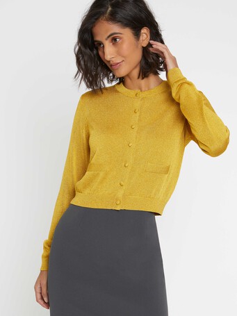 Cardigan en maille lurex - Ocre