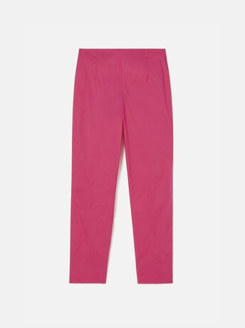 Pantalon en popeline de coton stretch - Framboise