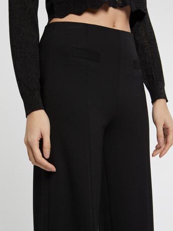Pantalon fendu coupe flare en jersey - Noir