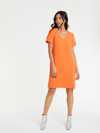 Robe en crêpe envers satin - Mandarine