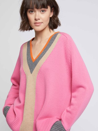 Pull large en laine et cachemire - Bubble gum