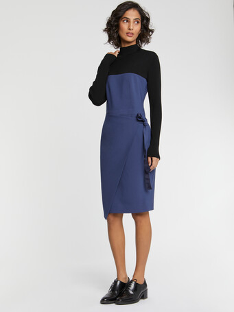 Robe portefeuille en laine - Orage / noir