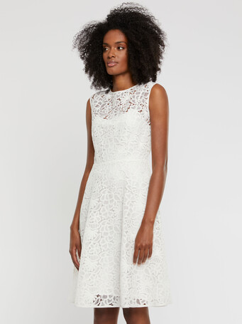 Sleeveless lace dress - Off white