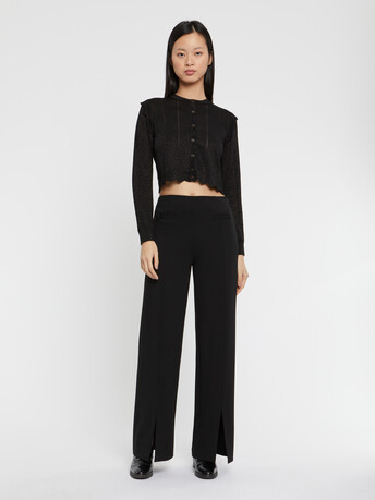 Pantalon fendu coupe flare en jersey - Noir