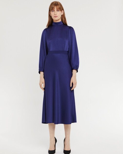 Satin-back crepe midi skirt