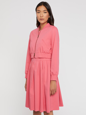 Blouson zippé en jacquard plumetis - Pink