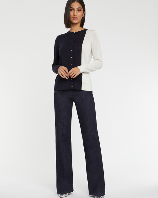 Two-tone silk and cotton cardigan